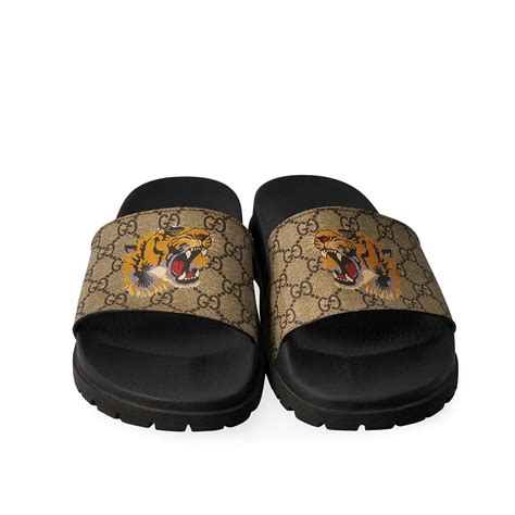 gucci tiger slides pink|Gucci slide gg supreme tigers.